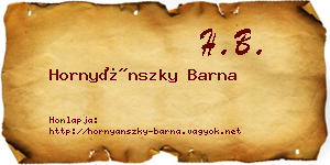Hornyánszky Barna névjegykártya